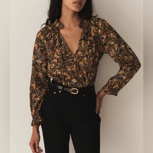 Doen Juna Top Noir Narcissus Floral XS